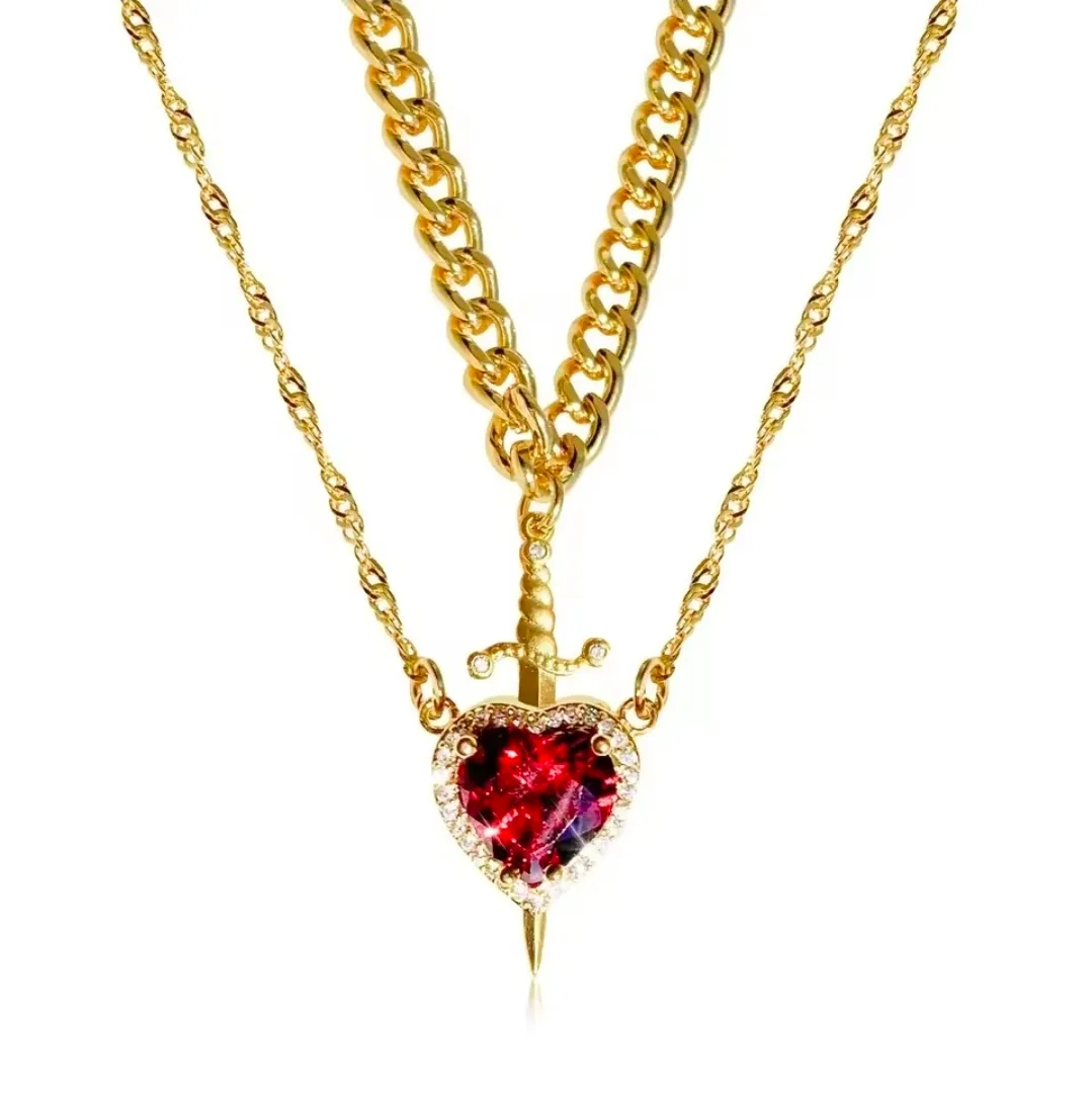 ββ¨ Pierced Heart Layered Necklace β¨