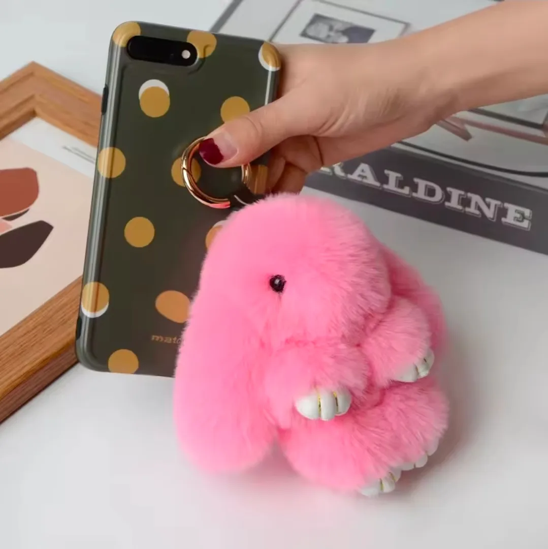 ✨ Adorable Fluffy Bunny Plush Keychain & Bag Accessory ✨