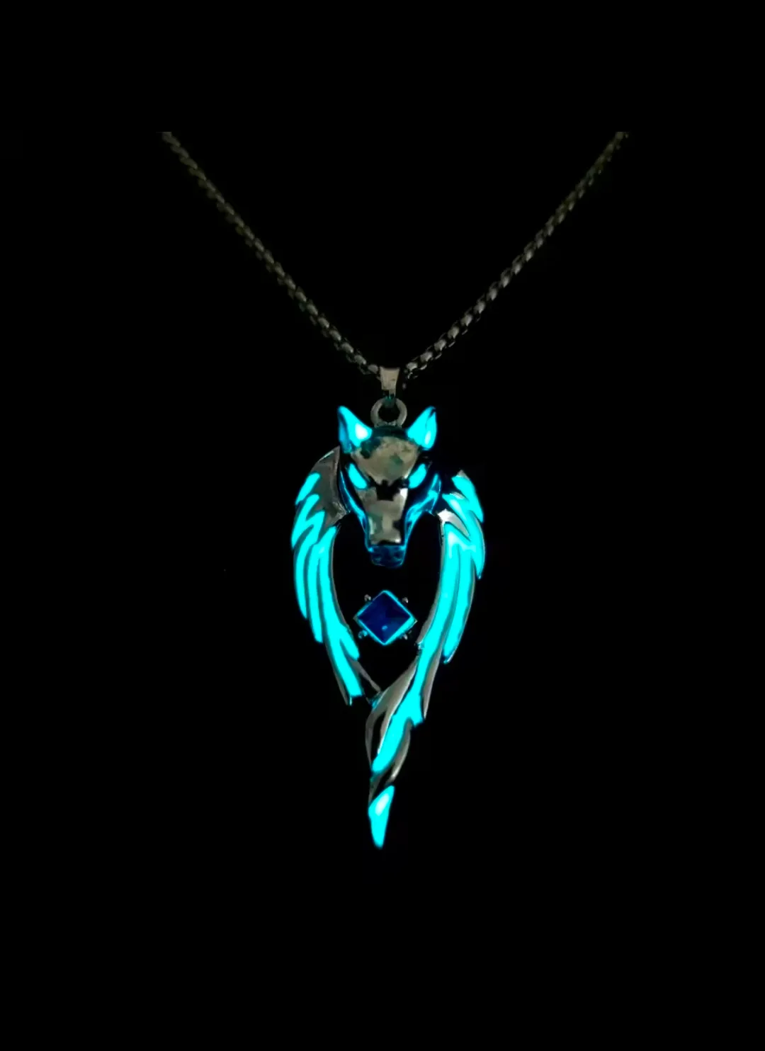 ✨ Luminous Glow in the Dark Wolf & Wings Pendant Necklace ✨