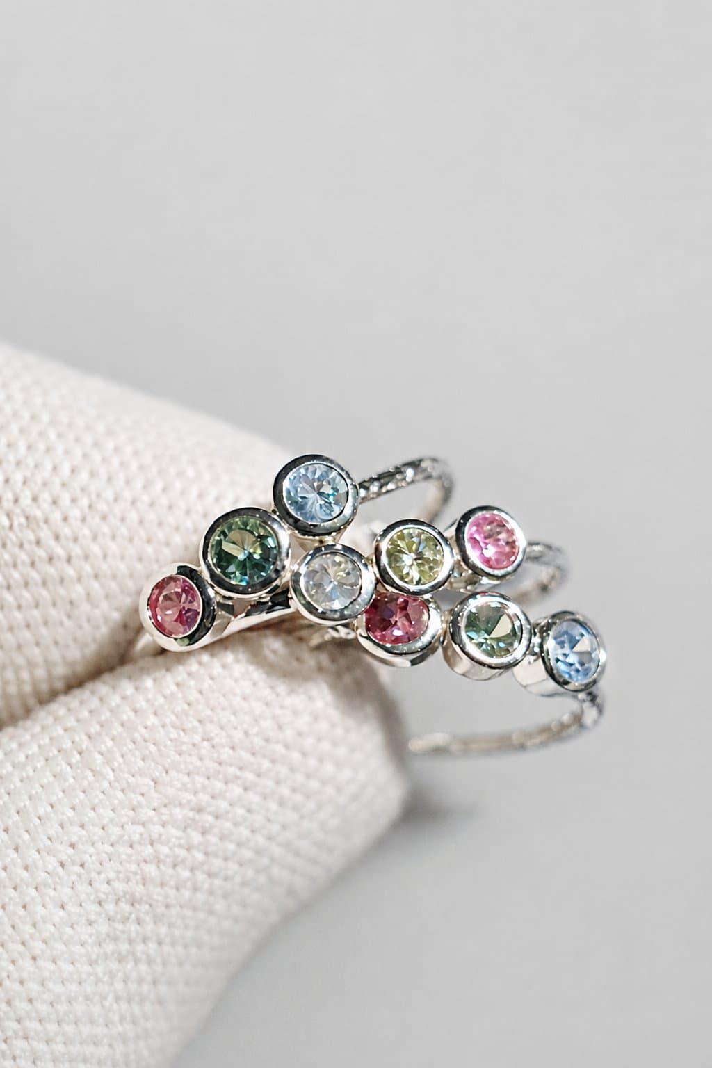 Sapphire Cluster Silver Ring