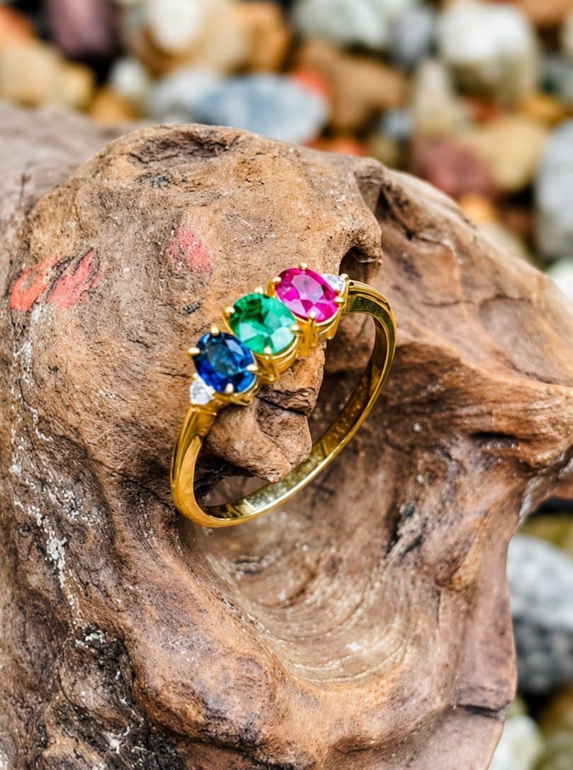 Custom Gold Sapphire & Tsavorite Rings